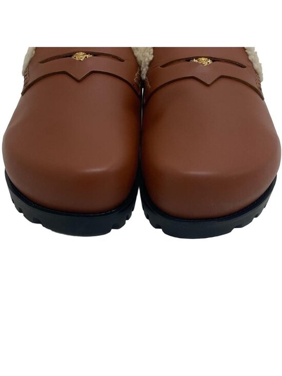 Versace Medusa Slide Sandals Leather Mules Brown main image 6